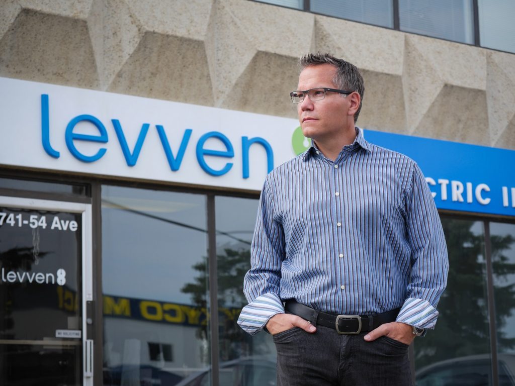 James Keirstead of Levven Electronics outside their office